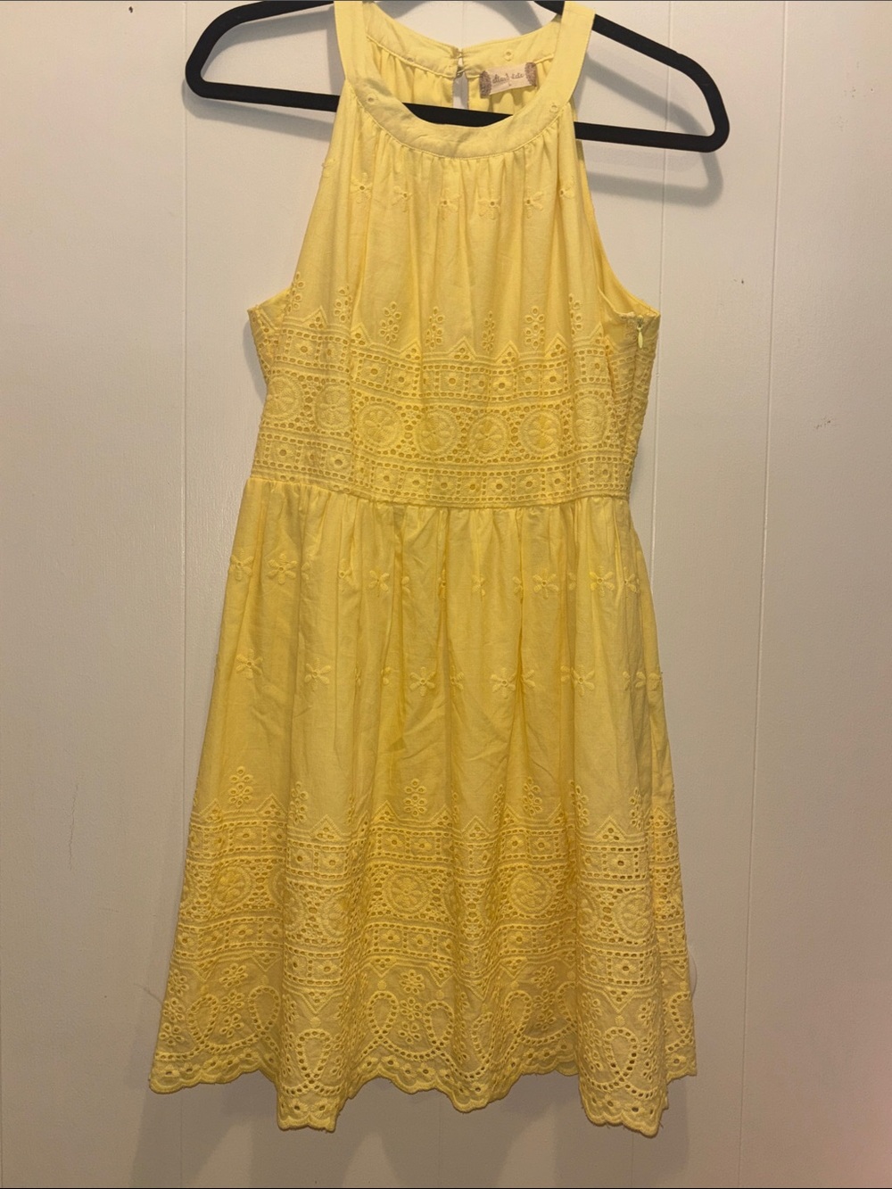 Altar’d State Yellow Eyelet Embroidered Midi Dress Size L